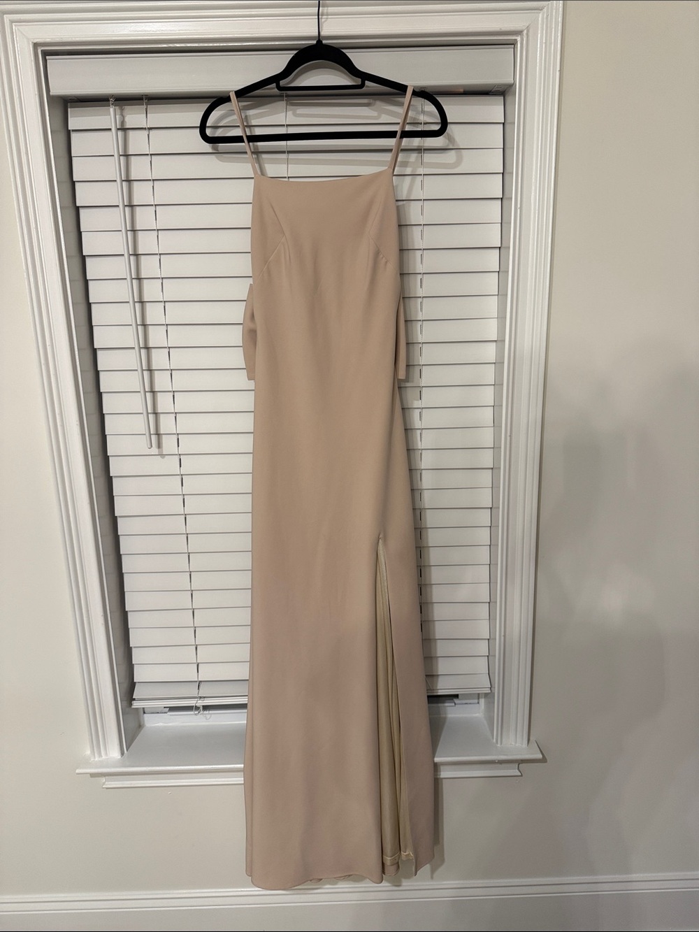 Revelry Beige Slip Maxi Dress with Side Slit